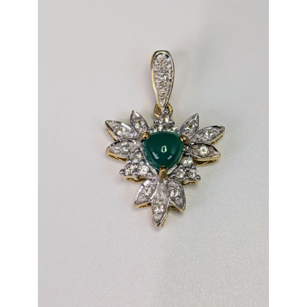 Natural Neon Chrome Green Chalcedony Pendant In 925 Silver With Gold Finish